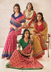 Pink Cotton Silk Foil Print Saree-3311